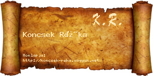 Koncsek Réka névjegykártya